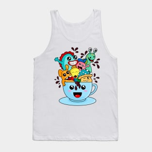 doodle cup funny monsters Tank Top